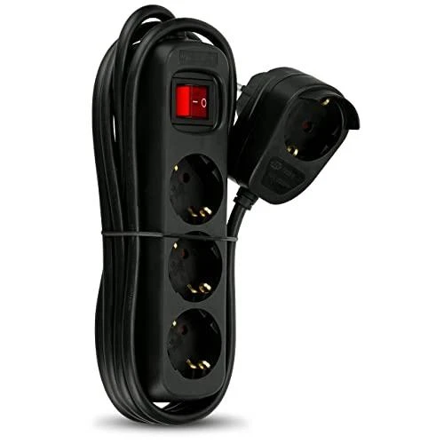 REV Multiple Socket Outlet 3+1-fold 2m + jungiklis juodas
