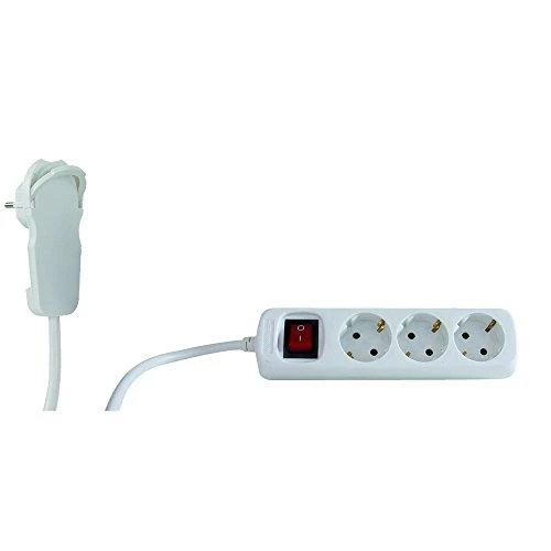 REV Multiple Socket Outlet 2m 3 kartus Plokščias kištukas w. jungiklis baltas