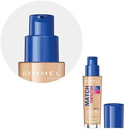 Rimmel London Match Perfection SPF20 makiažo pagrindas Moterims 30 ml, Light Nude 102 - Warm