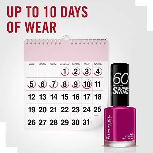 Rimmel London 60 Seconds Super Shine Nagų lakas Moterims 8 ml, 340 Berries and Cream