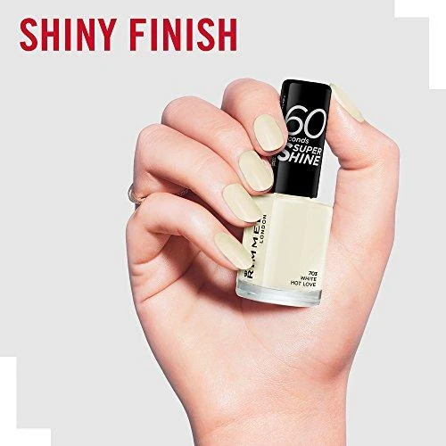Rimmel London 60 Seconds Super Shine Nagų lakas Moterims 8 ml, 703 White Hot Love
