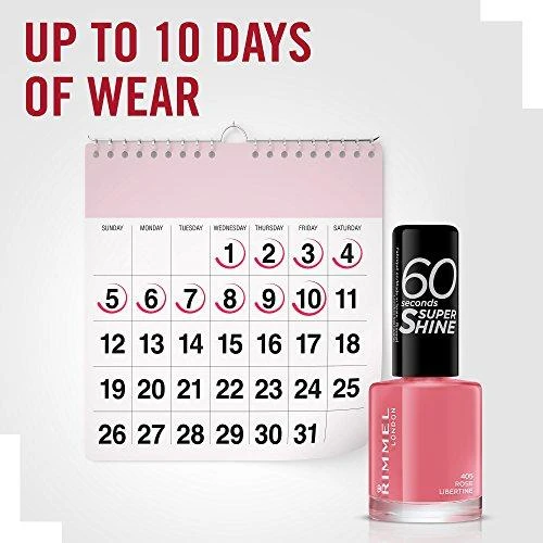 Rimmel London 60 Seconds Super Shine Nagų lakas Moterims 8 ml, 405 Rose Libertine