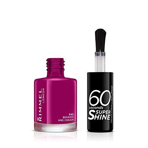 Rimmel London 60 Seconds Super Shine Nagų lakas Moterims 8 ml, 340 Berries and Cream