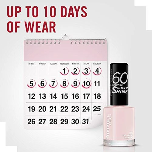 Rimmel London 60 Seconds Super Shine Nagų lakas Moterims 8 ml, 203 Lose Your Lingerie