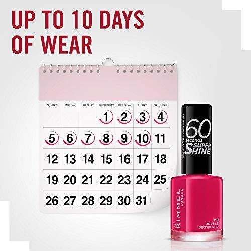 Rimmel London 60 Seconds Super Shine Nagų lakas Moterims 8 ml, 310 Double Decker Red
