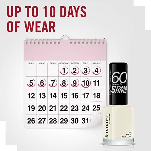 Rimmel London 60 Seconds Super Shine Nagų lakas Moterims 8 ml, 703 White Hot Love