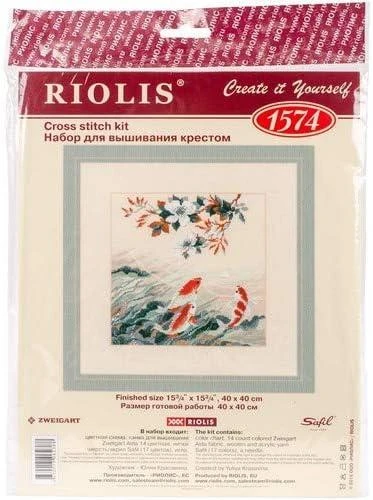 RIOLIS – Create It Yourself – Siuvinėjimo rinkinys „Šokančios žuvelės“ 1574 (40 x 40 cm)
