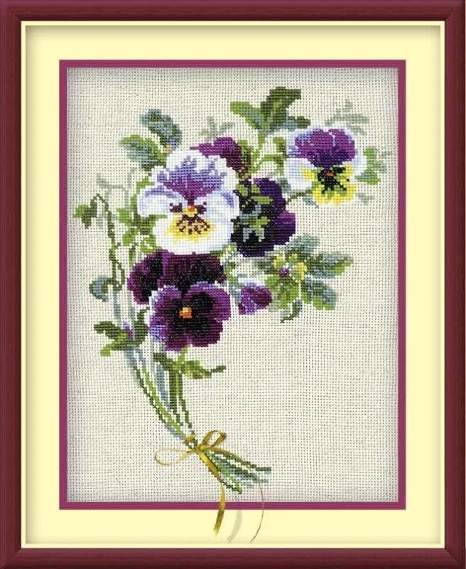 RIOLIS – Create It Yourself – Siuvinėjimo rinkinys „Našlaičių puokštė“ 1020 (24x30 cm)