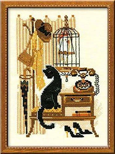 RIOLIS – Create It Yourself – Siuvinėjimo rinkinys „Katė prie telefono“ 860 (18x24 cm)