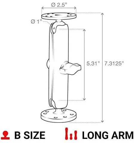 Ram Mounts UNPKD. RAM MNT. W/2 2 1/2" PAGRINDAI IR C RANGA