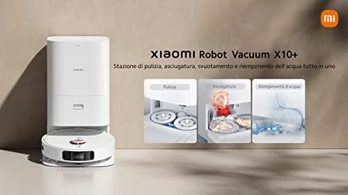 Dulkių siurblys - robotas Xiaomi X10 + su automatine dulkių išsiurbimo stotele, Baltas