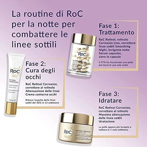ROC Retinol Correxion Line Smoothing Night Serum glotninančios naktinės veido serumo kapsulės, 10.5 ml