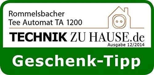 Virdulys Rommelsbacher TA 1200 Tea maker, Glass, Juodas, 1200 W, 1 L
