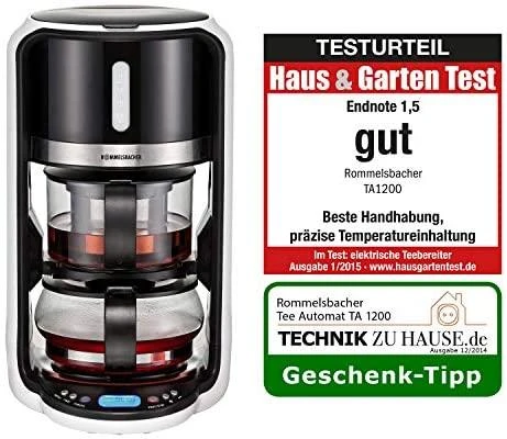 Virdulys Rommelsbacher TA 1200 Tea maker, Glass, Juodas, 1200 W, 1 L