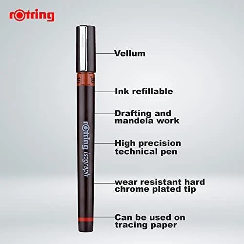 Isograph Rotring piešimo tušinukas - juodas 0,10 mm - 1903394