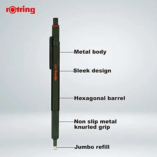 rotring 600 Tušinukas metalinis tamsiai žalias
