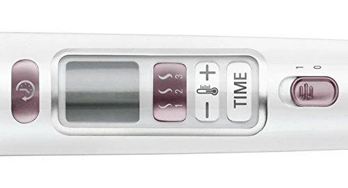 Rowenta Hair Suktukas CF3460F0 Keraminė šildymo sistema, Statinės skersmuo 25 mm, Temperatūra (min) 130 °C, Temperatūra (maks.) 200 °C, Šildymo lygių skaičius 8, Ekranas LCD, Snow baltas/metal cinamono rožinė