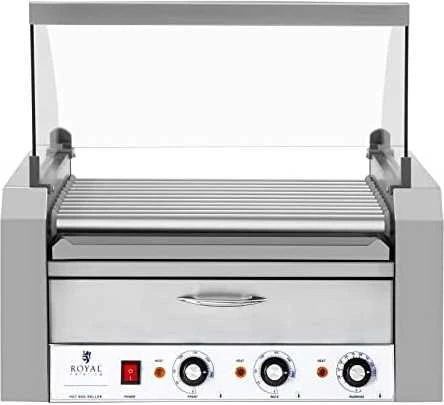 Ritininis ritininis grilis su dangteliu ir kaitinimo stalčiumi bandelėms 20 HotDog dešrelių 2600W 230V Royal Catering