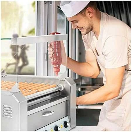 Ritininis ritininis grilis su dangteliu ir kaitinimo stalčiumi bandelėms 20 HotDog dešrelių 2600W 230V Royal Catering