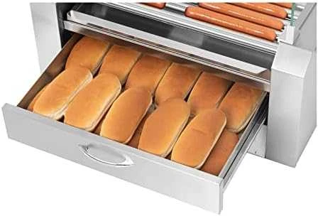 Ritininis ritininis grilis su dangteliu ir kaitinimo stalčiumi bandelėms 20 HotDog dešrelių 2600W 230V Royal Catering