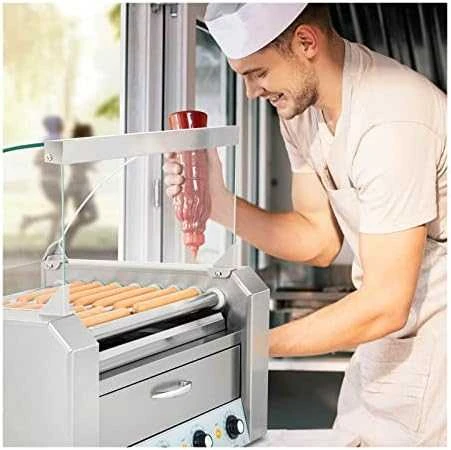 Ritininis ritininis grilis su dangteliu ir kaitinimo stalčiumi bandelėms 16 HotDog dešrelių 2200W 230V Royal Catering