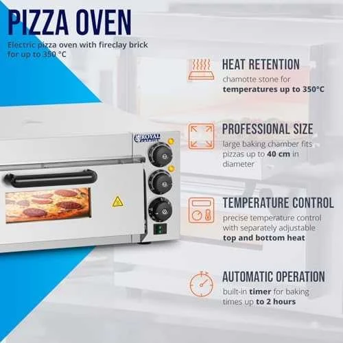 Elektrinė krosnelė Picos orkaitė 1x40cm vienos kameros 2000W 230V laikmatis 120min Royal Catering
