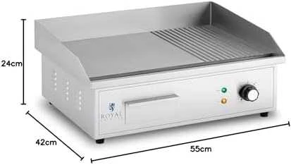 Royal Catering Elektrinė kepsninė, lygi, griovelio plokštė, 548 x 350 mm, 3000 W