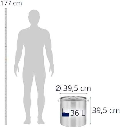 Royal Catering Maitinimo puodas su dangčiu, nerūdijančio plieno, indukcinei viryklei, 36 l