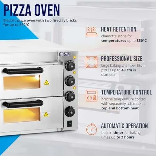 Profesionali dviguba picos orkaitė 2 x 40cm 3000W 230V Royal Catering