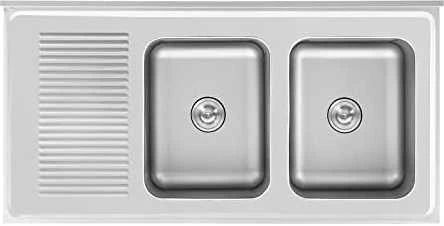 Royal Catering Dviejų indų maitinimo baseino kriauklė su spintele su stumdomomis durimis 140 x 70 x 95 cm