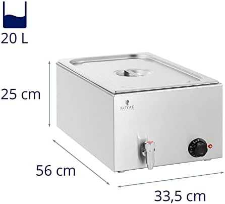 Royal Catering Bain-marie elektrinis šildytuvas su čiaupu GN 1/1 600 W