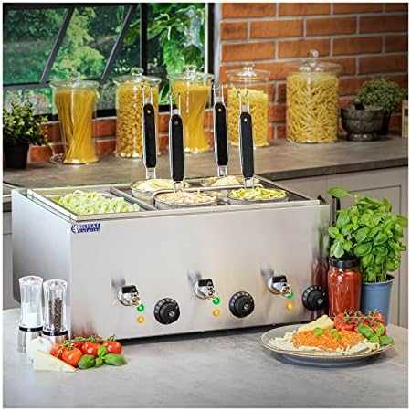 Royal Catering makaronų gaminimo aparatas, viryklė makaronams ir koldūnams virti su bain marie, 3 kameros su čiaupais