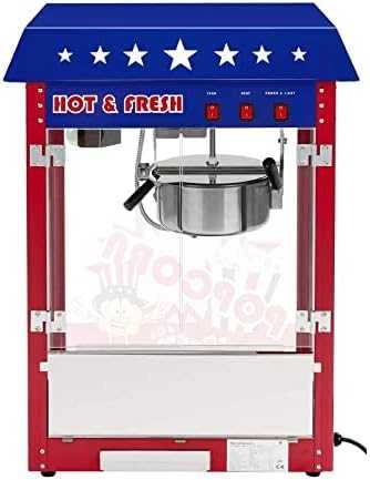 Royal Catering Mobili kukurūzų spragėsių mašina su vežimėliu ant ratų TEFLON 1600W