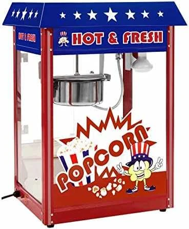 Royal Catering Mobili kukurūzų spragėsių mašina su vežimėliu ant ratų TEFLON 1600W