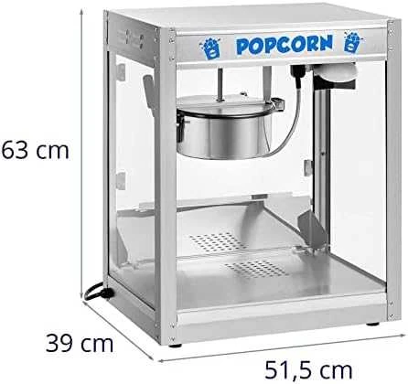 Royal Catering Profesionali popcorno gaminimo mašina 230V 1350W, skaidri/sidabro