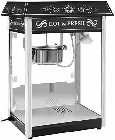 Royal Catering Profesionalus, efektyvus reguliuojamas kukurūzų spragėsių aparatas 230V 1,6kW, juodas