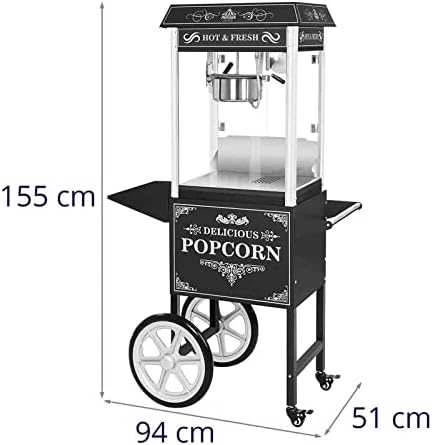 Royal Catering Profesionalus, efektyvus mobilus spragėsių aparatas ant vežimėlio 230V 1,6kW juodas