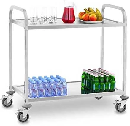 Royal Catering 2 lentynų maitinimo padavėjo vežimėlis iki 160 kg, nerūdijantis plienas
