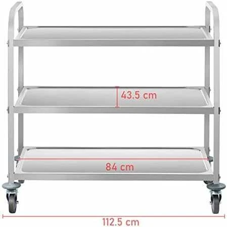 Royal Catering Vežimėlis kelnerski 3-półkowy do 150 kg Nerūdijantis plienas RCSW-6.2