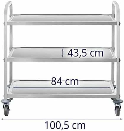 Royal Catering Vežimėlis kelnerski 3-półkowy do 150 kg Nerūdijantis plienas RCSW-6.2