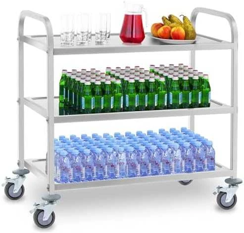 Royal Catering Vežimėlis kelnerski 3-półkowy do 150 kg Nerūdijantis plienas RCSW-6.2