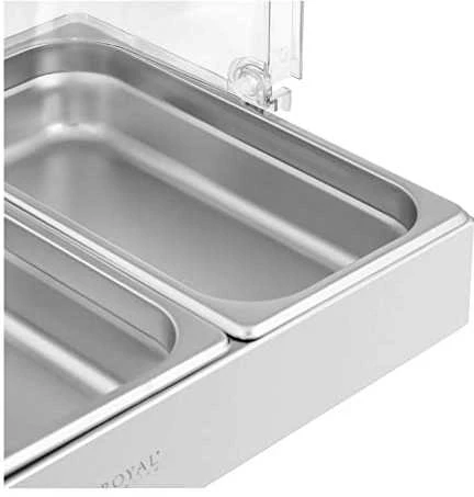 Royal Catering Pusryčių švediško stalo vitrinos su ritininiu dangteliu 3x GN 1/3 3x 2,6 l