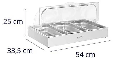 Royal Catering Pusryčių švediško stalo vitrinos su ritininiu dangteliu 3x GN 1/3 3x 2,6 l