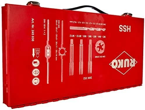 Sriegiklių ir sriegpjovių komplektas su grąžtais RUKO HSS M3-M12