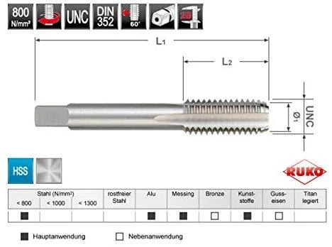 Rankinis sriegiklis RUKO UNC 352 HSS 1/2"