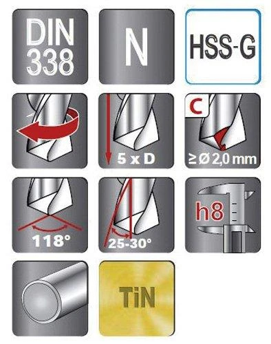 Spiralinis grąžtas metalui RUKO HSS-G TiN 10,0 mm