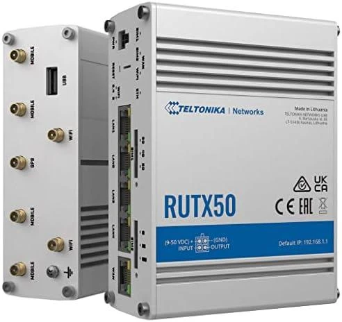 Teltonika | PRAMONINIS 5G MARŠRUTIZATORIUS | RUTX50 | 802.11ac | 867 Mbps | 10/100/1000 Mbps Mbps | Ethernet LAN (RJ-45) jungtys 5 | Tinklo palaikymas: Taip | MU-MiMO: Taip | 5G | Antenos tipas: Vidinė