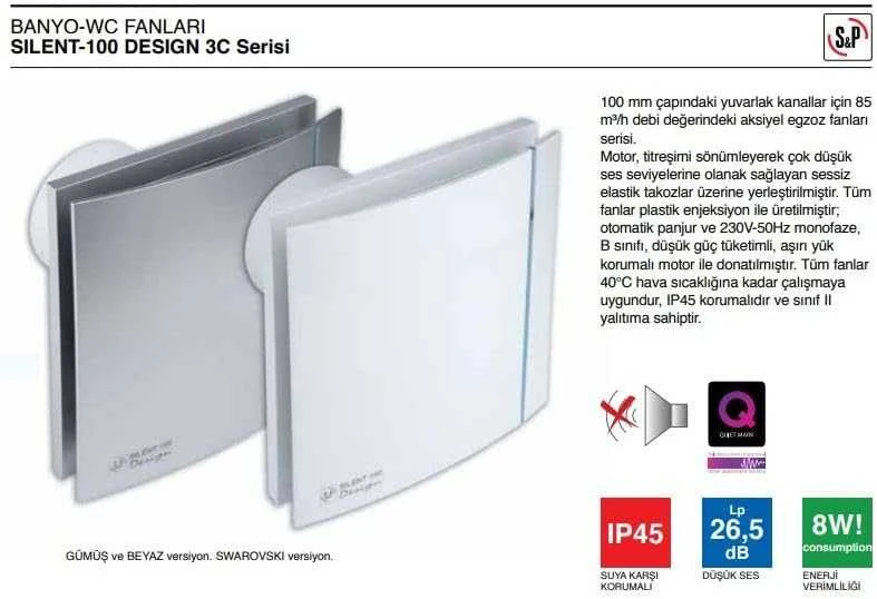 Soler Amp Palau Ventiliatorius SILENT DESIGN 100 C`Z`