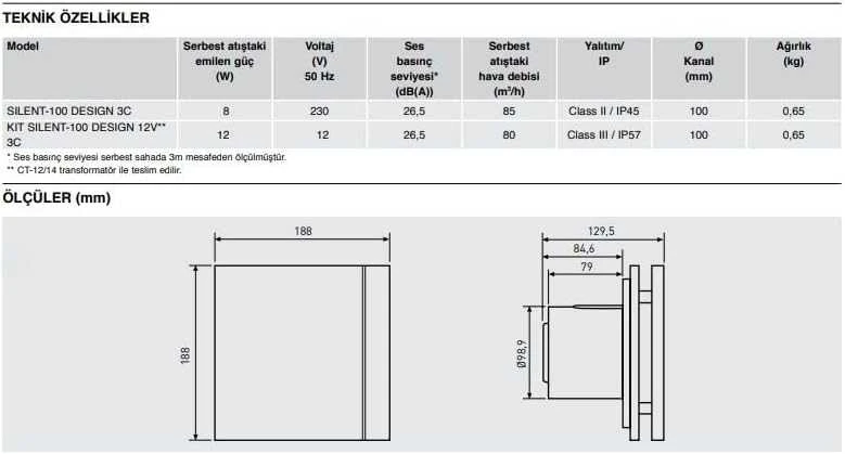 Soler Amp Palau Ventiliatorius SILENT DESIGN 100 C`Z`