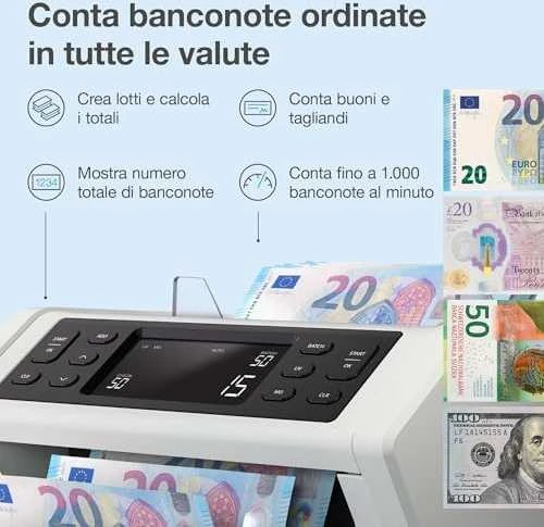Safescan 2250 funkcijos ir ekranas